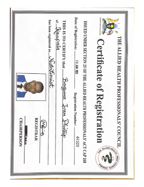 Allied Health Professionals Council — Certificate of Registration